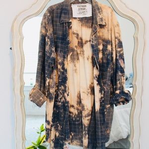 Tie Dye Bleached Flannel